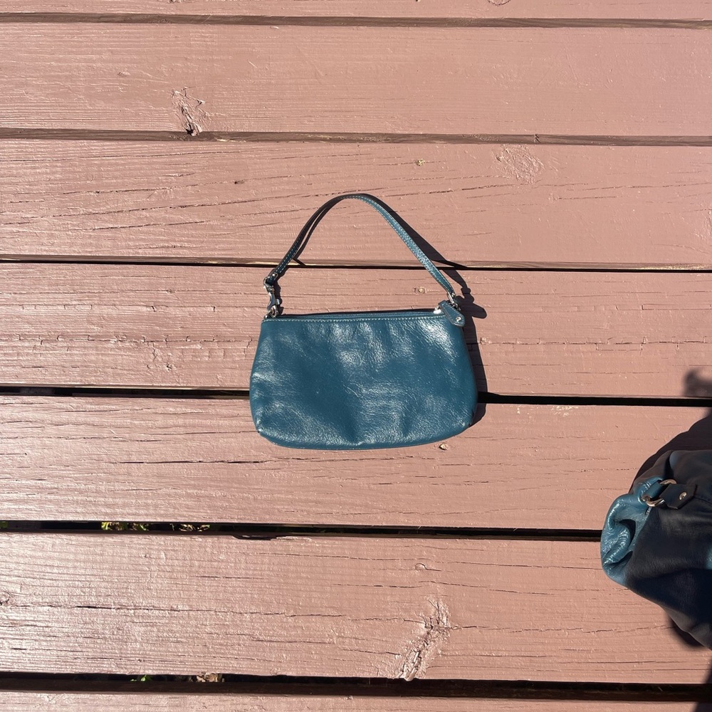 Coach Teal Leather Shoulder Bag Set - Picture 4 of 6